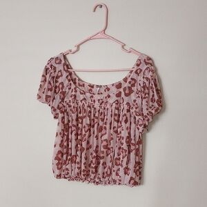 Pink Leopard Print Free People Top